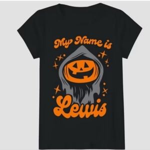 Lewis & Friends Girls' Short Sleeve Graphic Halloween T-Shirt Black M(8)